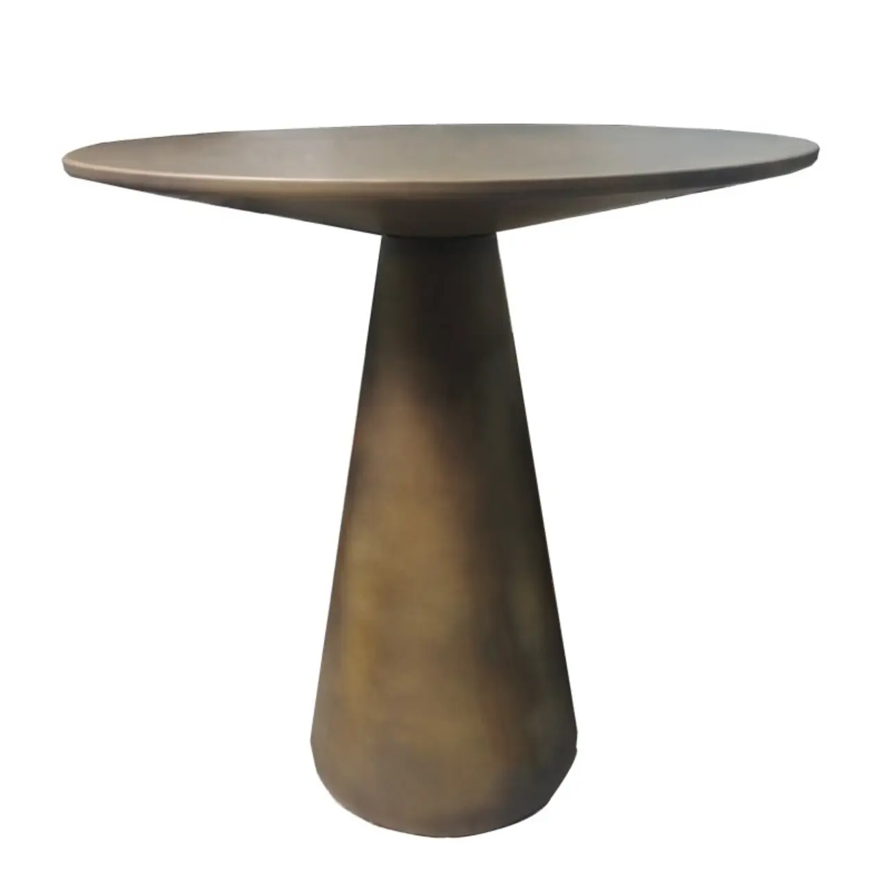 Brown Modern Round Tabletop Metal Pedestal Side Table