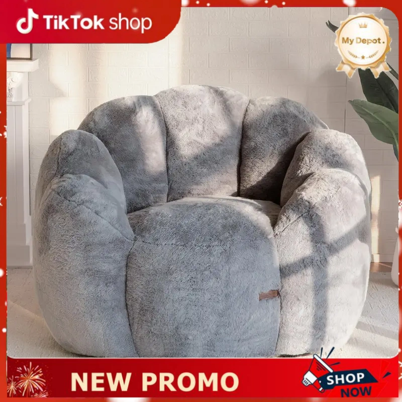 Floral Bean Bag Chair for Adults, Ultra Soft Faux Fur Floor Sofa