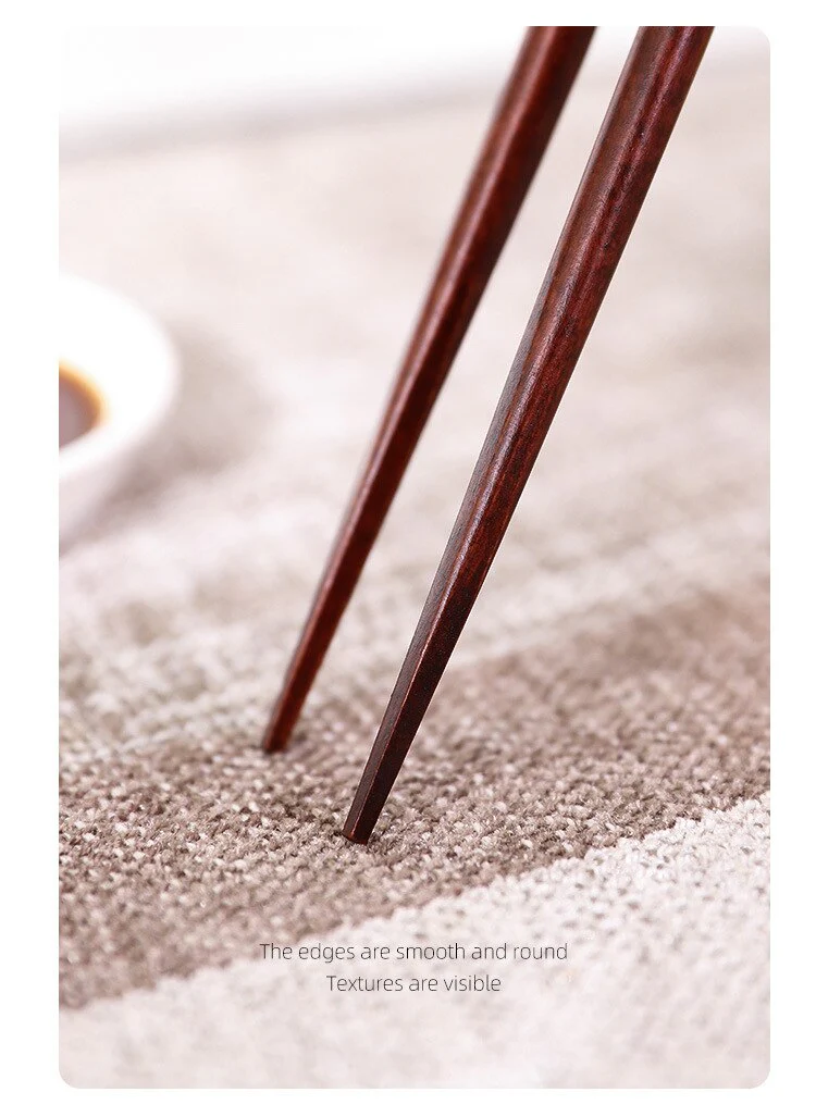HULIANFU Reusable Natural Wood Chopsticks Red jujube wood Dishwasher Safe Non-slip Elegant Design - Deanwangkt