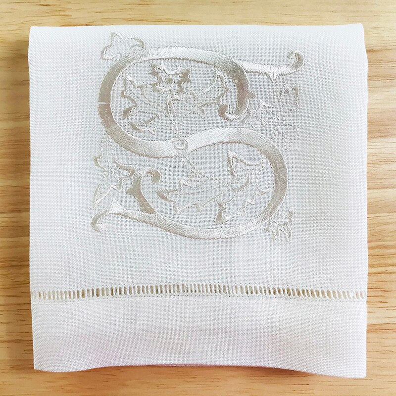 HULIANFU Letters Embroidery  Table Napkin  White Wedding Party Holiday  Decorative  Towel  Rectangular  Hand Towels - Deanwangkt