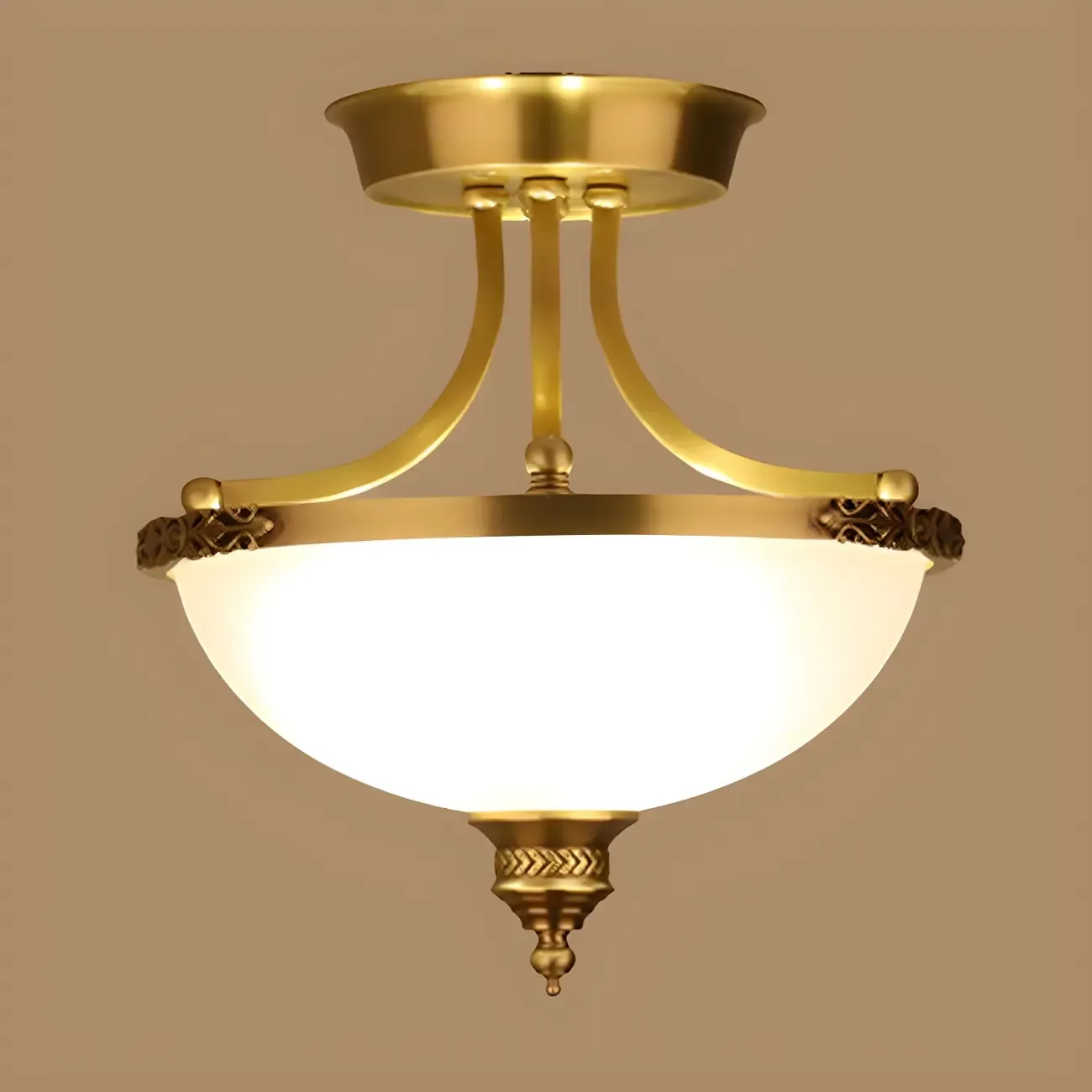 Gold Glass Bowl Shaped Modern Ceiling Chandelier