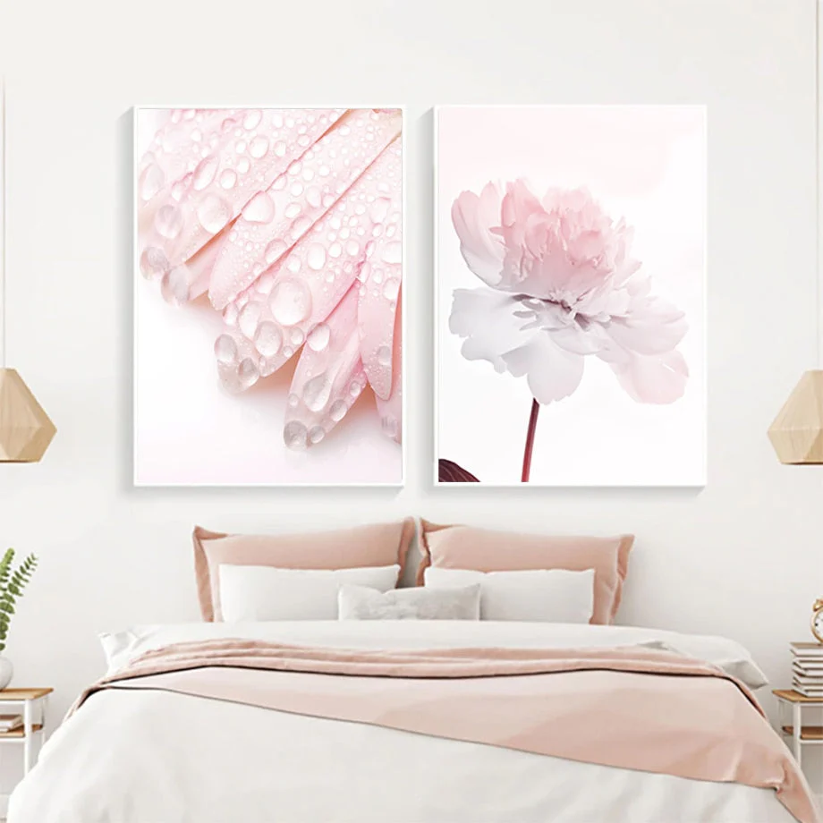 HULIANFU Pink Flower Dahlia Peony Coral Corridor Quotes Wall Art Canvas Painting Nordic Posters And Prints Wall Pictures For Living Room - Deanwangkt