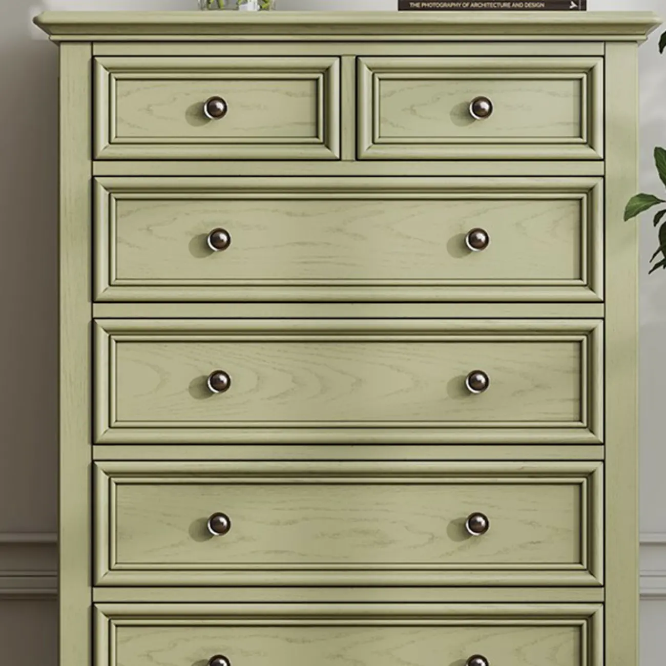 French Country Green Wooden Sideboard with Drawers