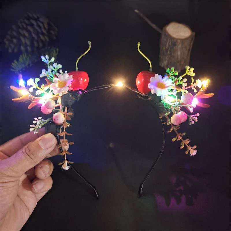 HULIANFU 2026  Luminous Elk Antler Headband Christmas Concert Forest Branch Deer Ear Headgear Hair Accessories Scenic Stage Show Photo Props - Deanwangkt