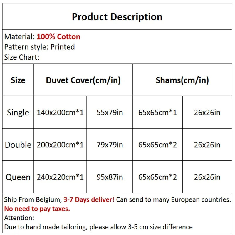 HULIANFU Topfinel Bedding Sets 100%Pure Cotton Soft Comforter Pattern Duvet Cover Pillow Shams Bedding Cover Double Single 3 PCS Bed Set - Deanwangkt
