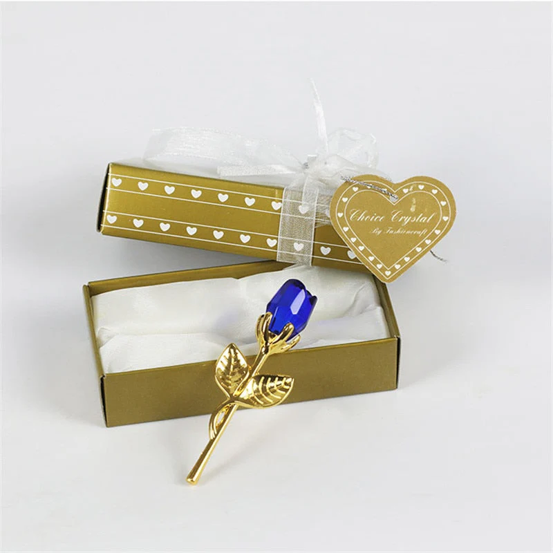 HULIANFU Valentines Day Gift Crystal Glass Rose Artificial Flower Silver Gold Rod Rose Flower for Girlfriend Wedding Gifts for Guest - Deanwangkt