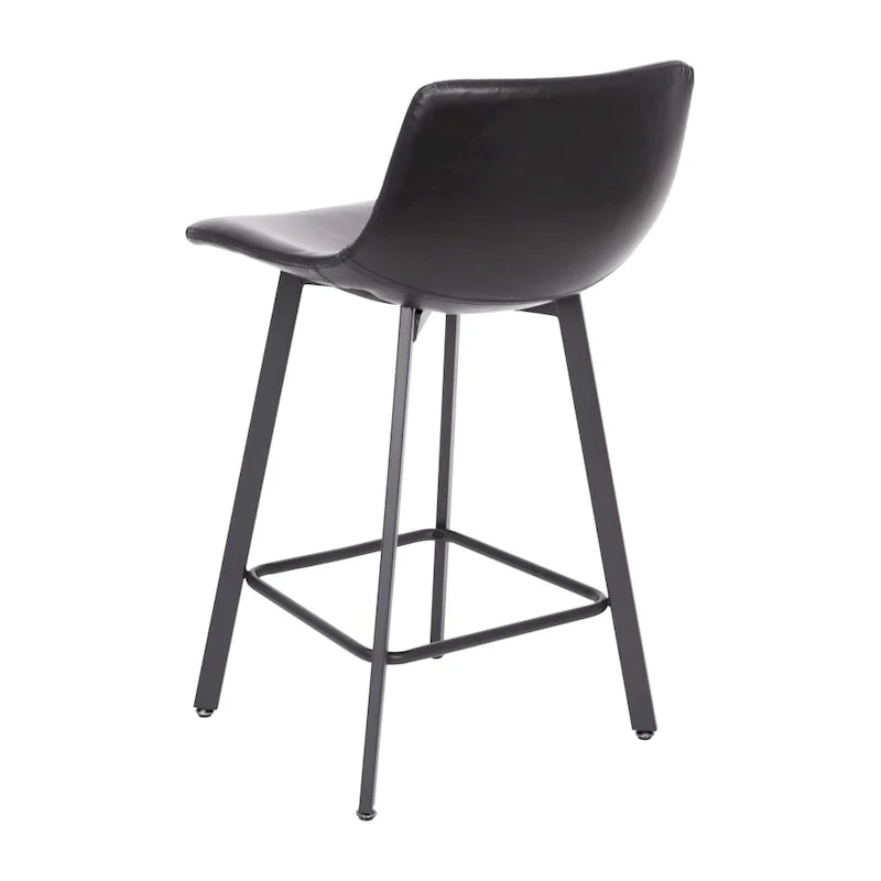 Set of 2 Armless Upholstered Metal Counter Stools