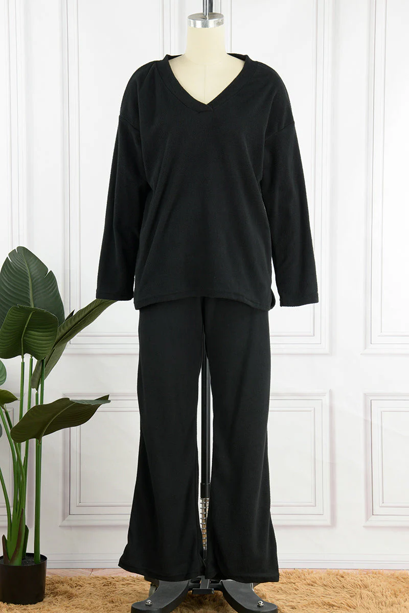 hulianfu Casual Solid Solid Color V Neck Two Pieces(5 Colors) - Deanwangkt