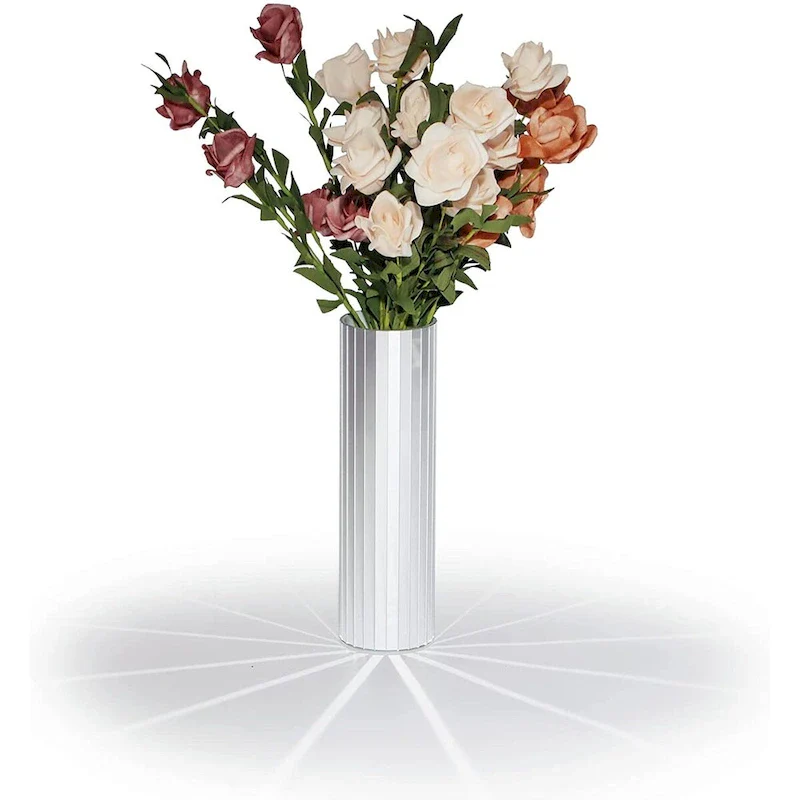 Silver Glass Cylinder Vase Floral Decoration Wedding