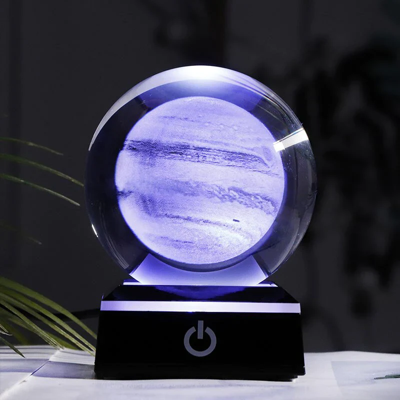 HULIANFU New 80mm K9 Crystal Solar System Planet Globe 3D Laser Engraved Sun System Ball with Touch Switch LED Light Base Astronomy Gifts - Deanwangkt