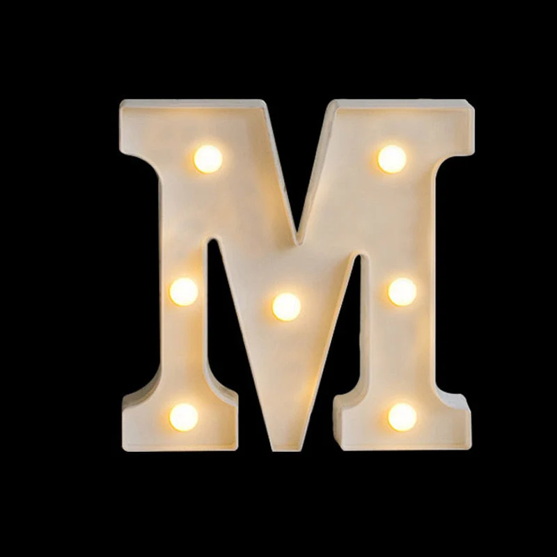 HULIANFU Luminous LED Letter Night Light Creative 26 English Alphabet Battery Lamp Romantic Wedding Party Decoration Christmas Gift 16cm - Deanwangkt