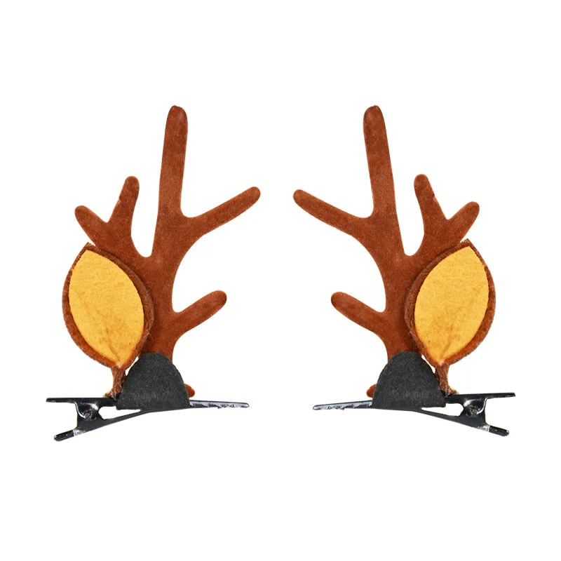 HULIANFU 2026  2pcs/set Elk Christmas Hair Clips Adult Kids Girl New Year Gift Christmas Hair Accessories Ear Hairpins Xmas Navidad Natal Decor - Deanwangkt