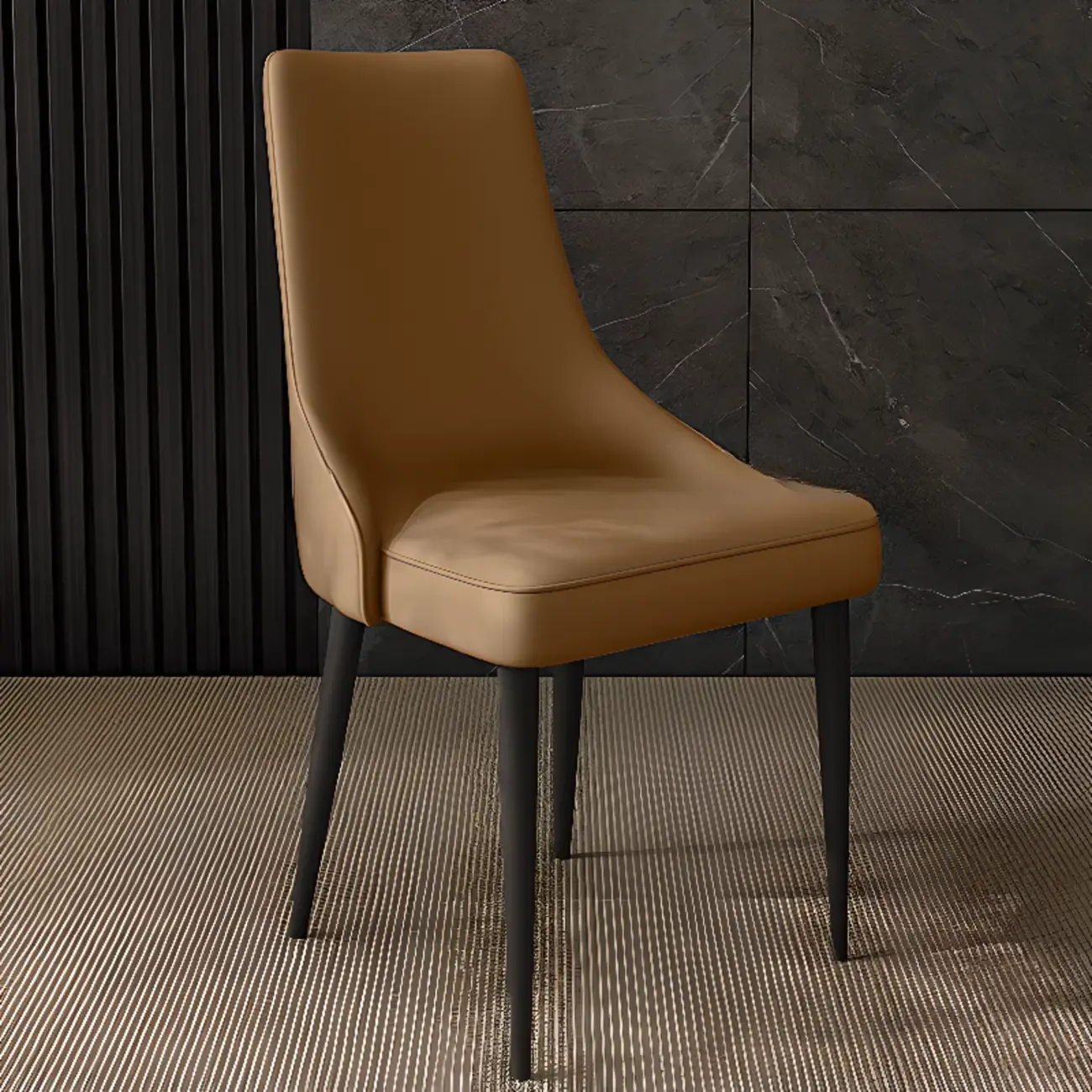 Modern Armless Faux Leather Upholstered High Back Dining Chair