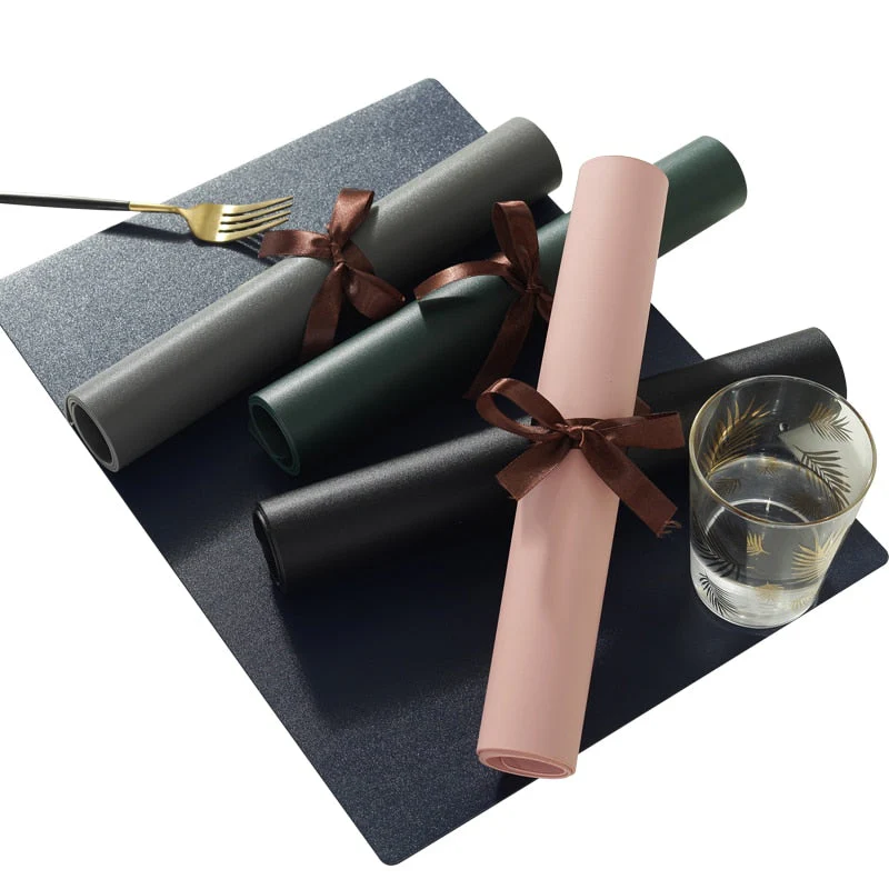 HULIANFU Rectangular Table Mat PU Leather Placemat  Waterproof Greaseproof  Pad Kitchen for Dining Anti-Scalding Insulation - Deanwangkt