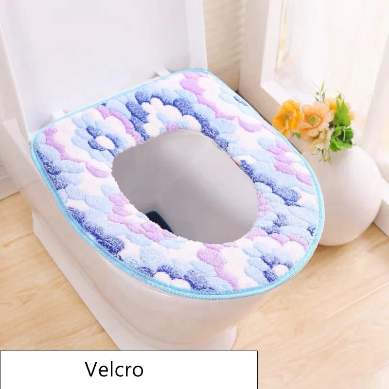 HULIANFU Warm Winter Toilet Seat Cover Closestool Mat Washable Bathroom Accessories Coral Fleece Soft Toilet Pad Universal Toilet Cushion - Deanwangkt