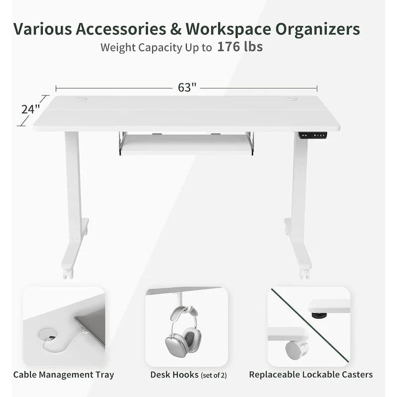 FEZIBO Standing Desk with Keyboard Tray, Electric Height Adjustable Desk, Sit Stand Up Desk, Computer Office Desk