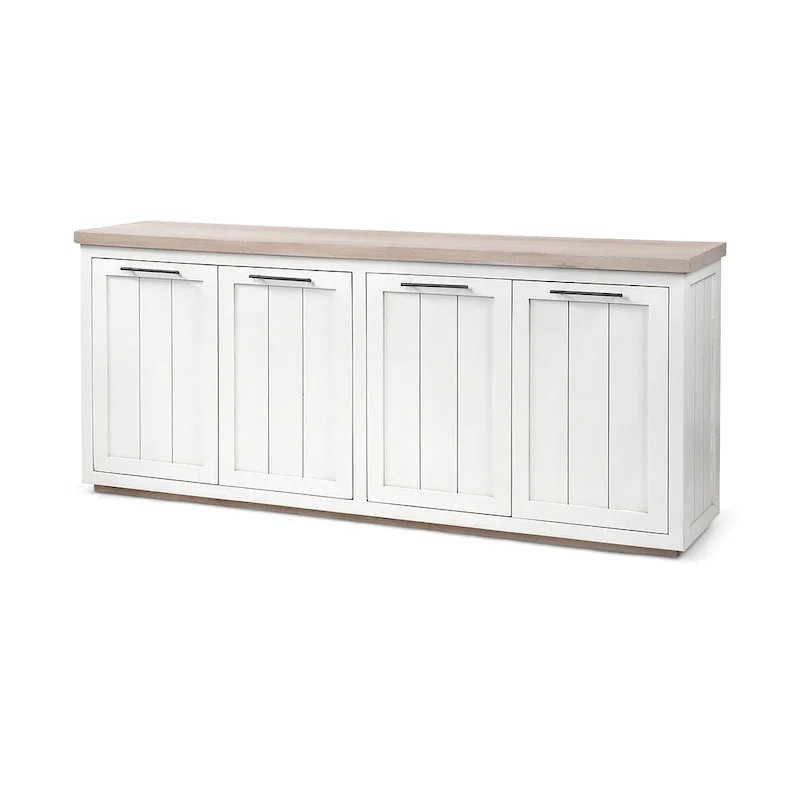 Fairview III Light Brown & White Solid Wood w/ 4 Cabinet Door Sideboard - 73W x 17D x 32H