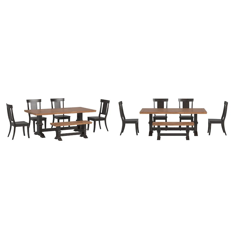Ronda 78.7 Rectangular Solid Wood Top Dining Set with Panel Back Chairs
