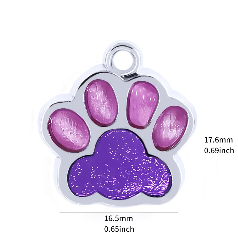 HULIANFU Personalized Dog Cat Tags Engraved Cat Dog Puppy Pet ID Name Collar Tag Pendant Pet Accessories Paw Glitter Pendant - Deanwangkt
