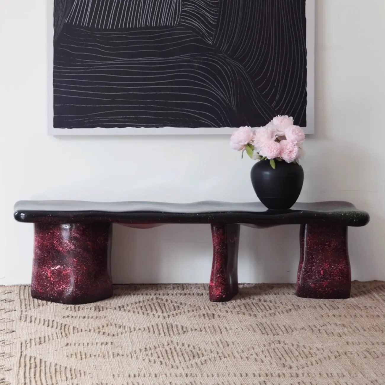 Modern Abstract Fiberglass Entryway Bench