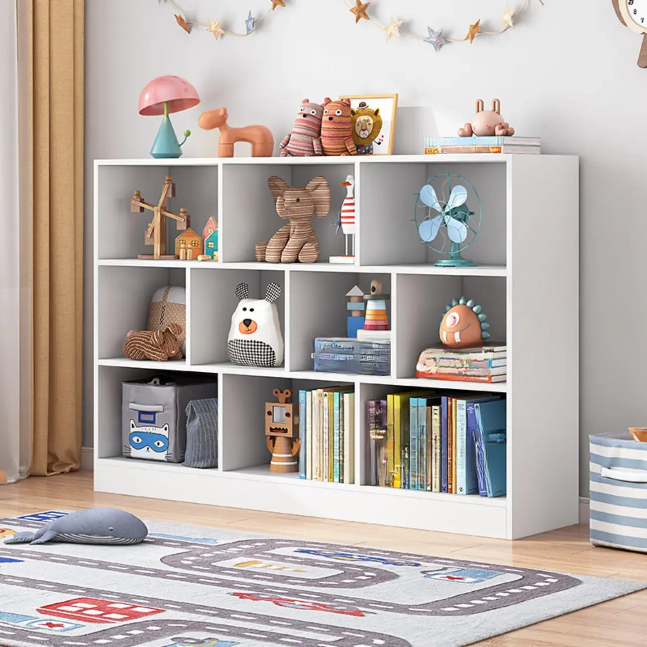 Simple Natural Finish Modular Vertical Wood Bookcase