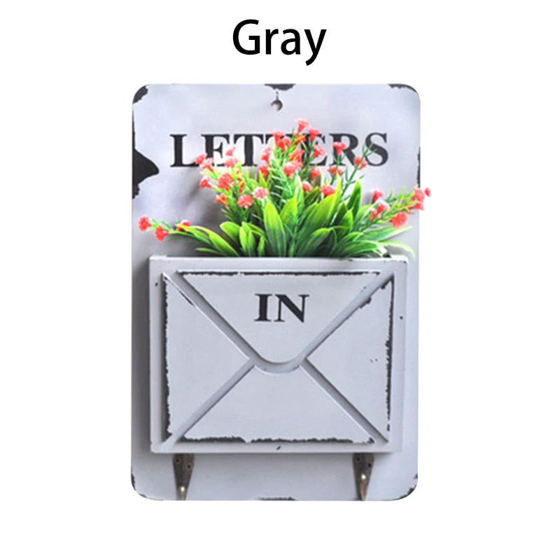 HULIANFU Vintage Wall Mount Mailbox Outdoor Mail Postal Letter Newspaper Organizer DIY Balcony Garden Mini Flower Pot Decor 18x4.5x26cm - Deanwangkt