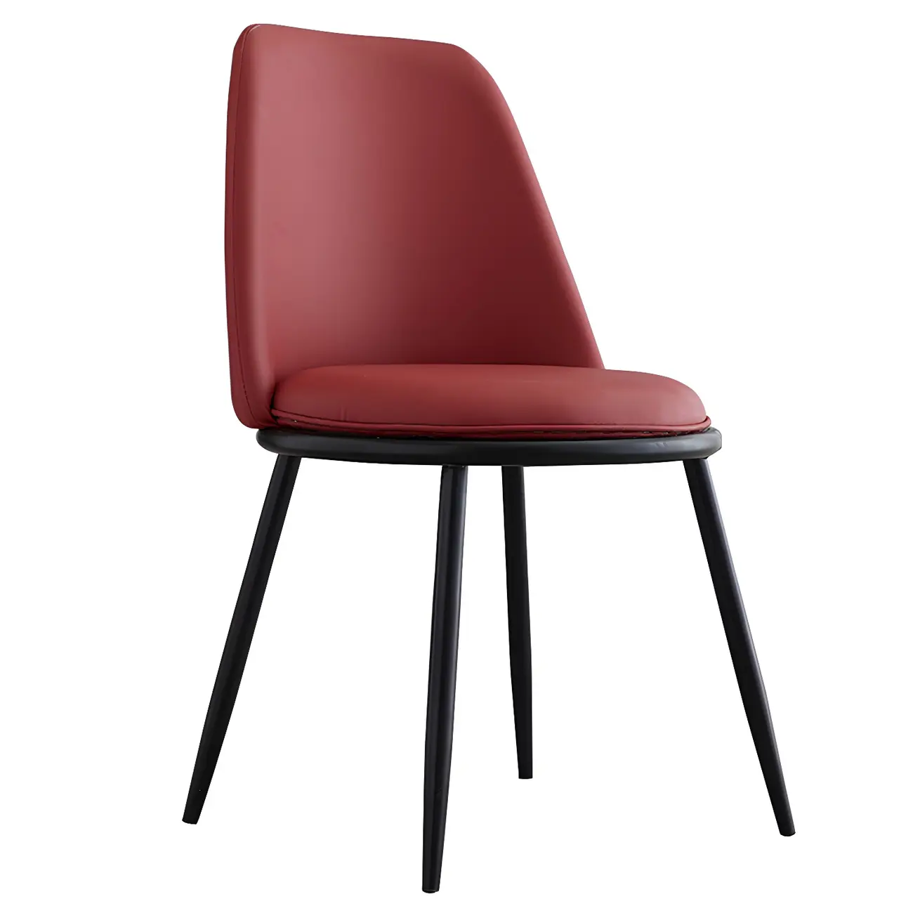 Glam Scandinavian Leather Armless Dining Chairs Metal Frame