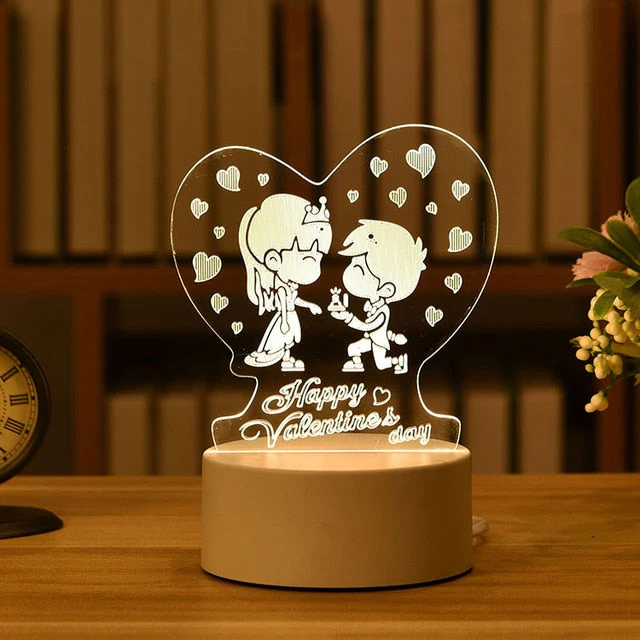 HULIANFU Romantic Love 3D Acrylic Led Lamp for Home Children Night Light Table Lamp Birthday Party Decor Valentine Day Bedside Lamp - Deanwangkt