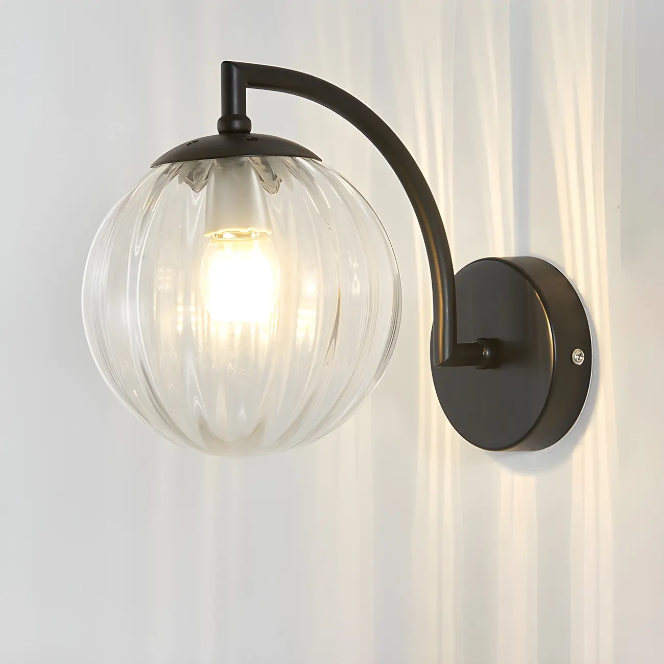 Mini Modern Globe Glass Metal Arc Vanity Wall Light