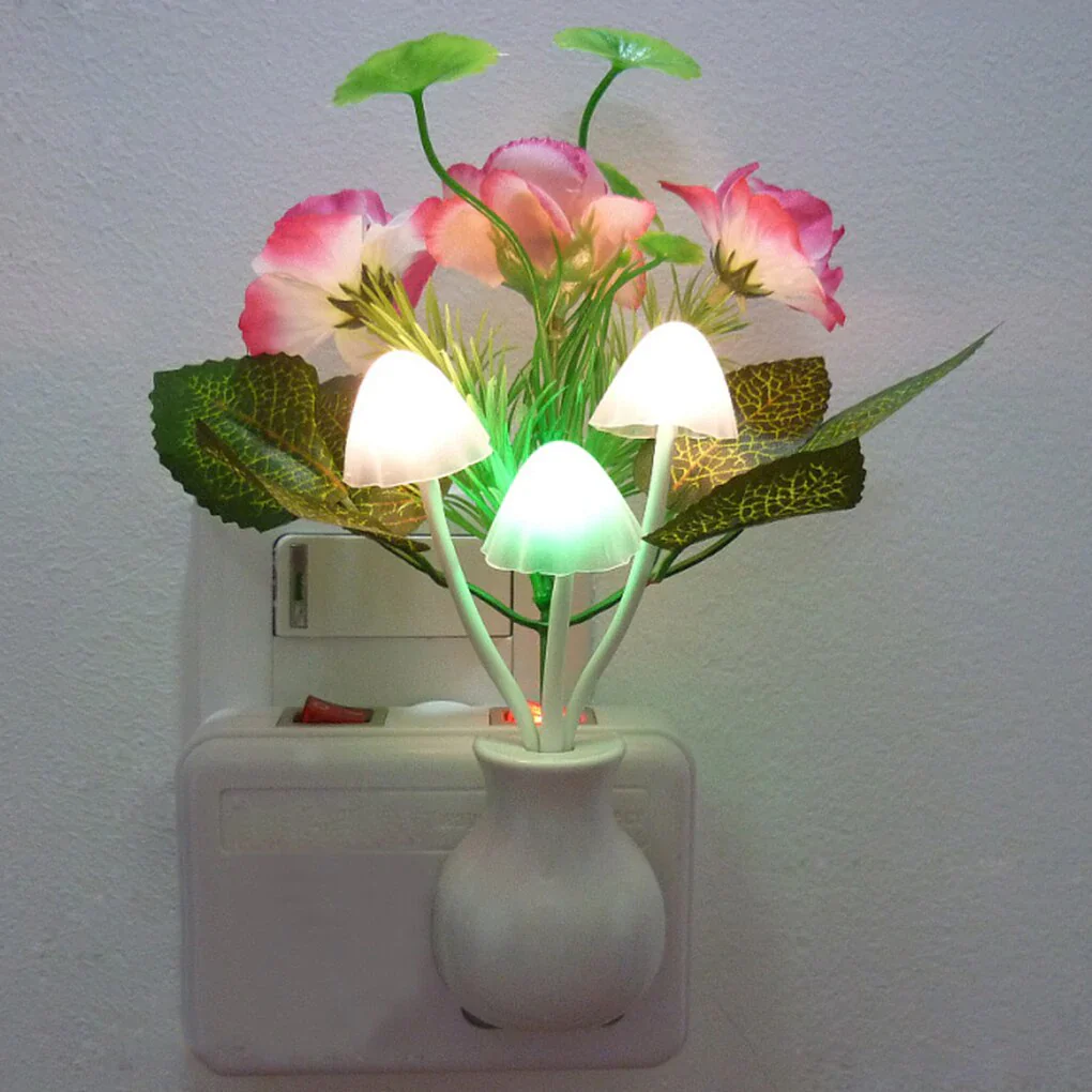 HULIANFU Novelty Night Light US Plug Induction Dream Mushroom Fungus Luminaria Lamp 220V 3 LED Mushroom Lamp led night lights - Deanwangkt