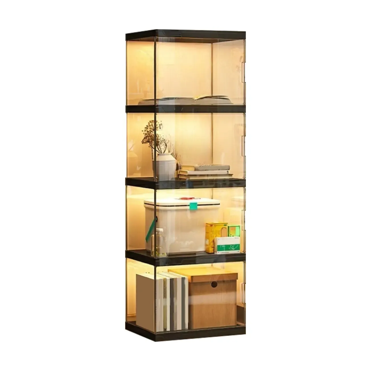 Modern Acrylic 5-Tier Lighted Display Bookcase