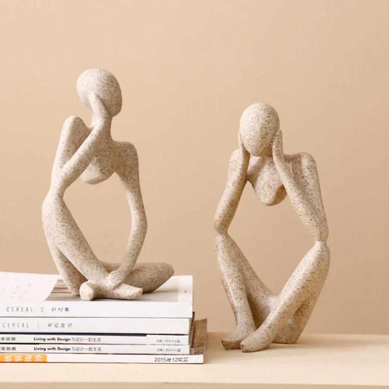 HULIANFU Modern European Style Resin Abstract Thinker Statue For Decoration Simple Sculpture Figurine Hotel Office Home Decor New - Deanwangkt
