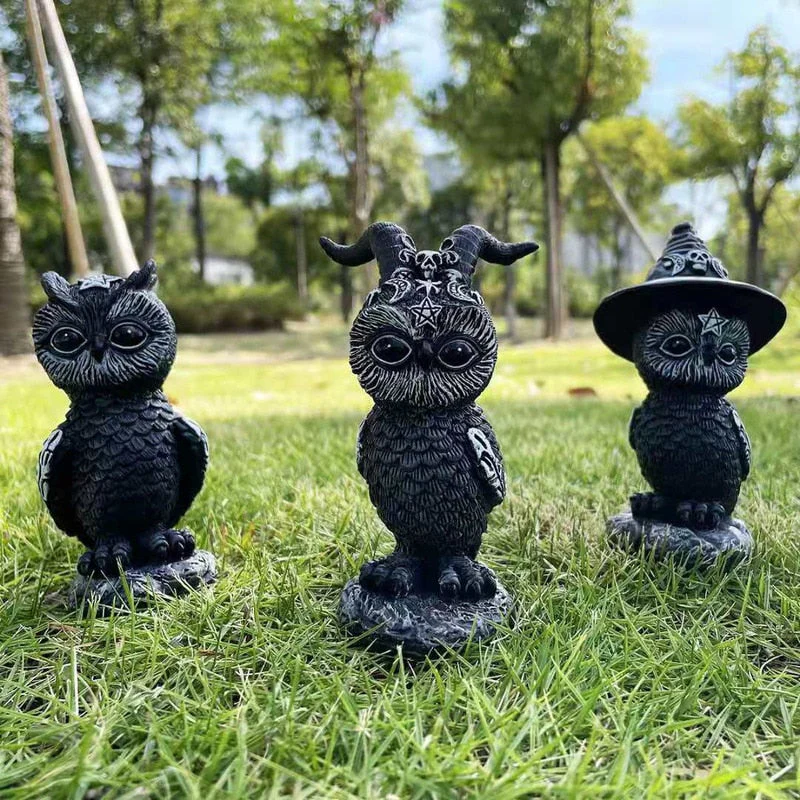 HULIANFU Resin Figure Wizard Figurines Black Magic Cat Ornaments Table Art Original Gifts Cute Miniatures Modern Room Decoration - Deanwangkt