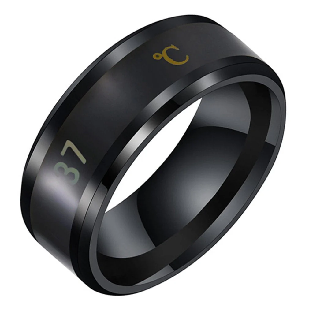 HULIANFU Smart Sensor Temperature Ring Modern Real-time Intelligent Temperature Test Finger Rings Thermometer Women Men Jewelry Gifts - Deanwangkt