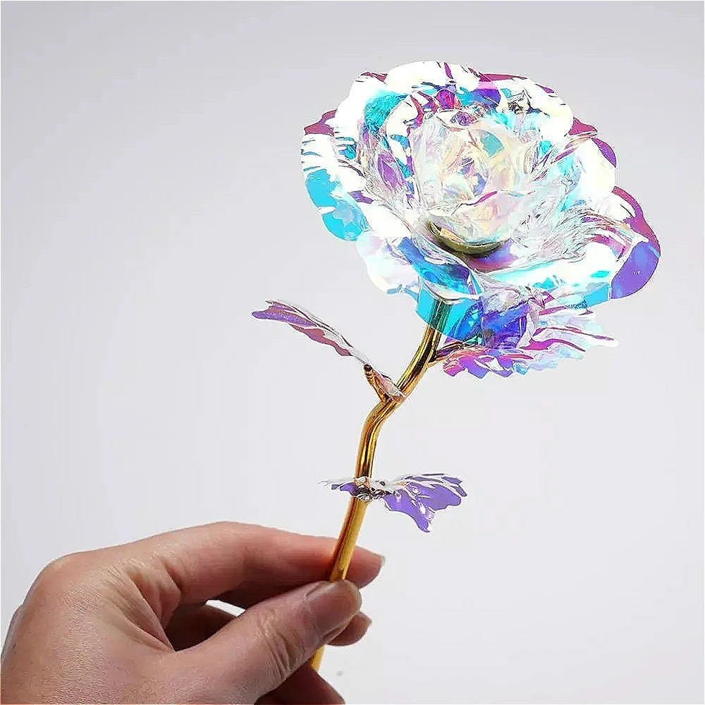 HULIANFU Valentine's Day Creative Gift 24k Aluminum Foil Rose Gold Rose Lasting Eternal Love Wedding Decoration home Decor Lighting Rose - Deanwangkt