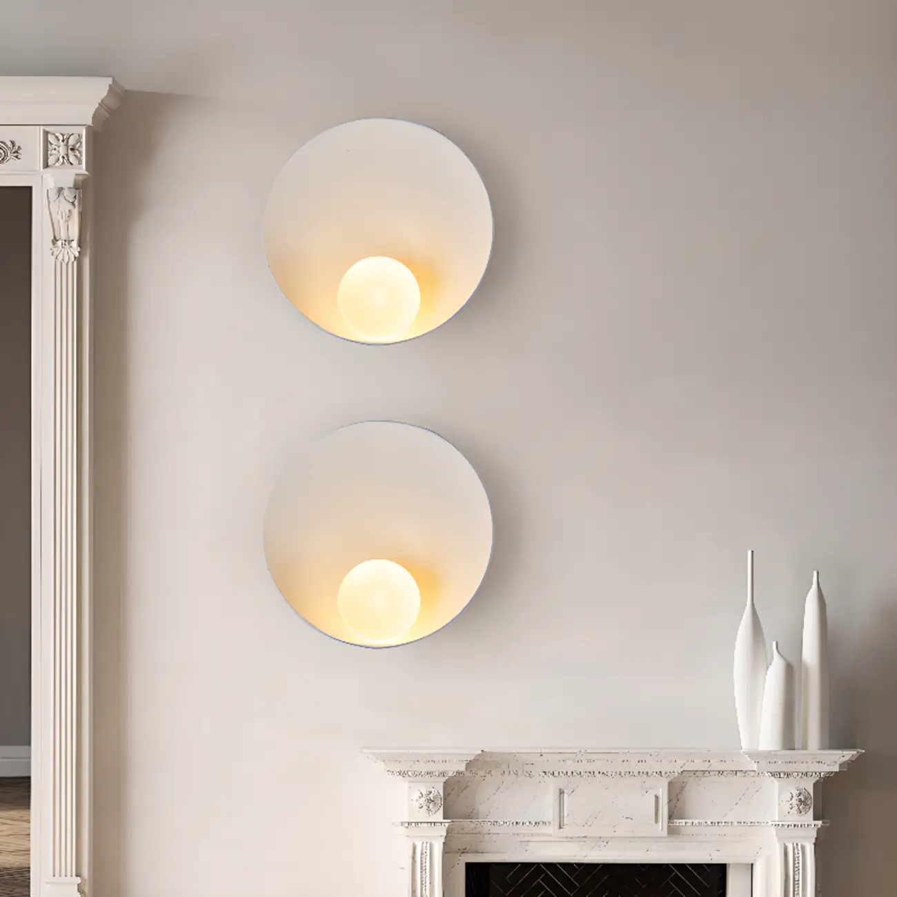 Modern Wood White Concave Wall Sconce
