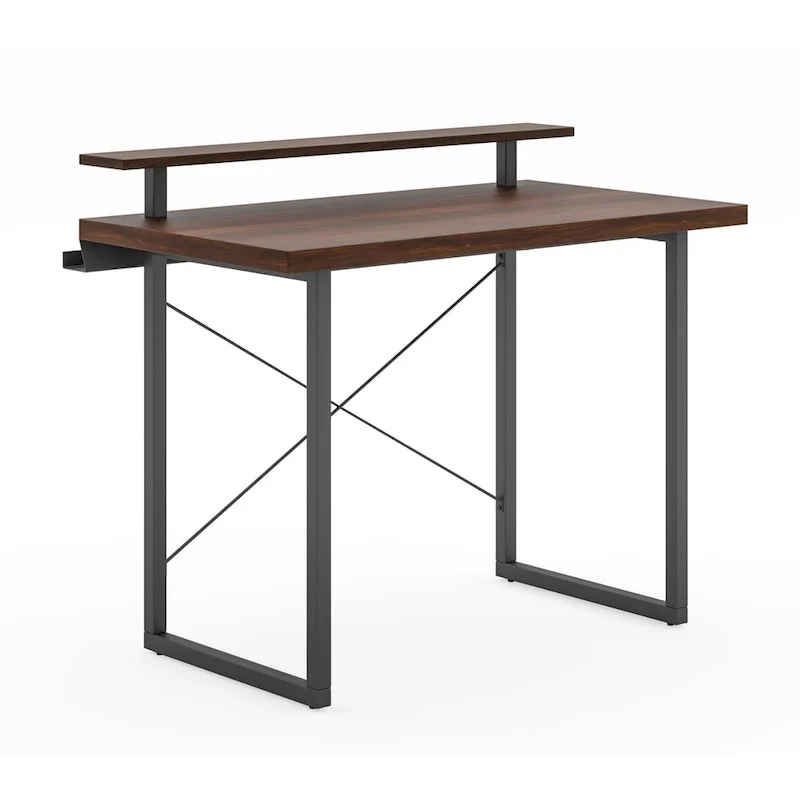 Homestyles Merge Brown Wood Desk with Monitor Stand