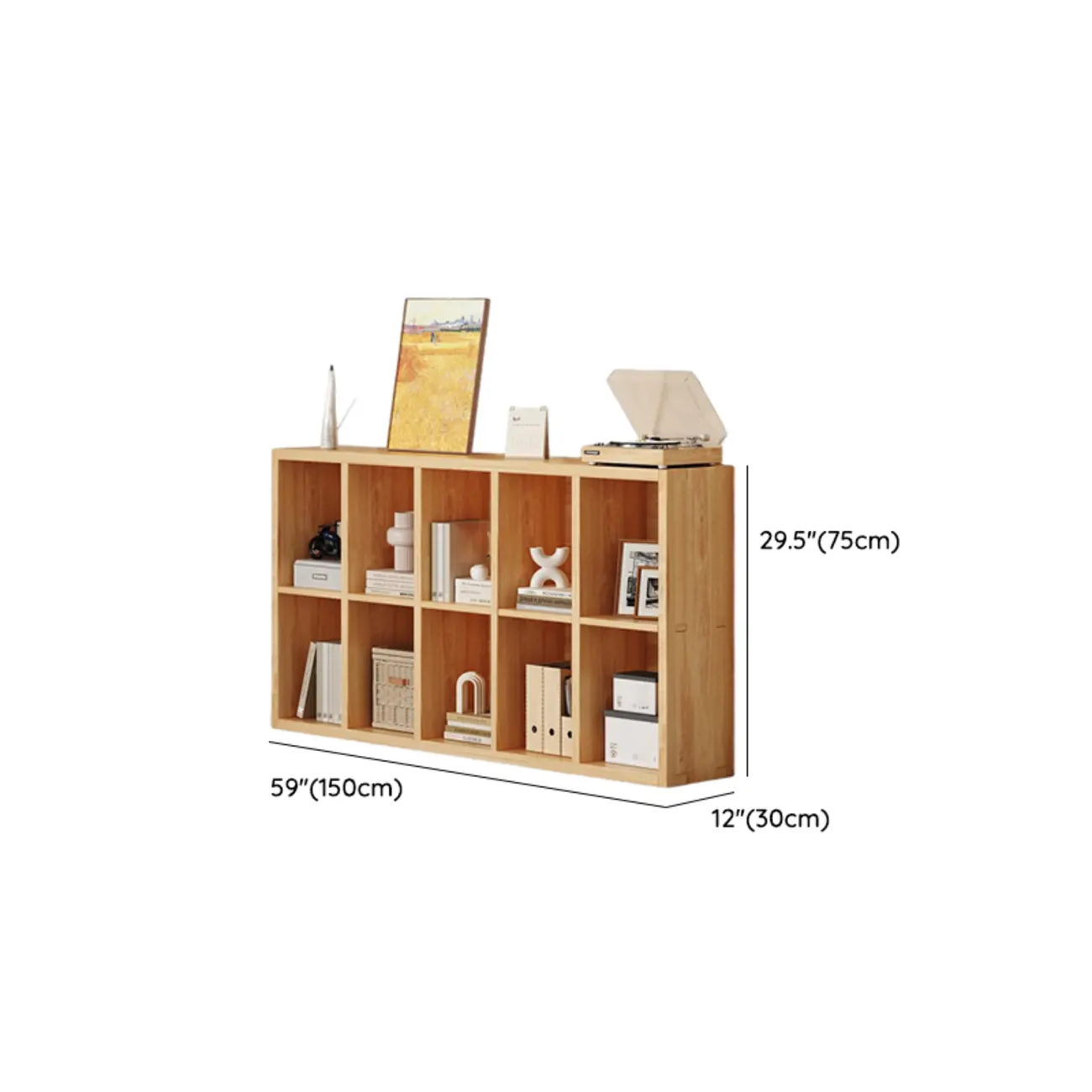 Modern Modular Rectangular Lateral Pine Wood Bookcase