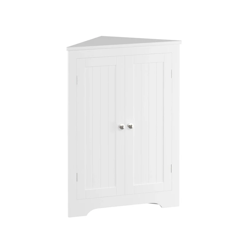 Floor Corner Cabinet with 2 Doors and Adjustable Shelves