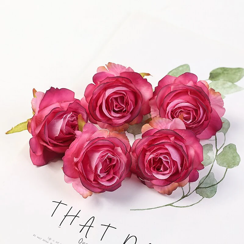 HULIANFU 2026  5PCs Rose Artificial Flowers Silk Fake Flowers For Home Room Decor Party Wedding Valentines Day Decorations DIY Crafts Accessory - Deanwangkt