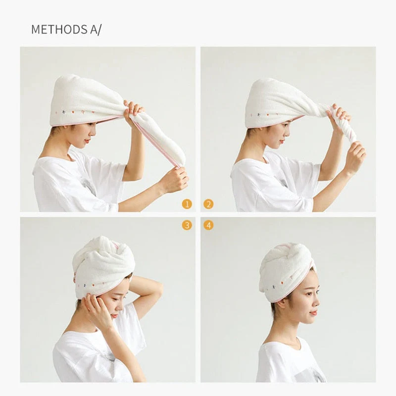HULIANFU Quick Drying Microfiber Shower Cap Magic Hair Fast Drying Dryer Towel Bath Hat Dry Hair Cap Quick Drying Soft Turban Dry bonnet - Deanwangkt