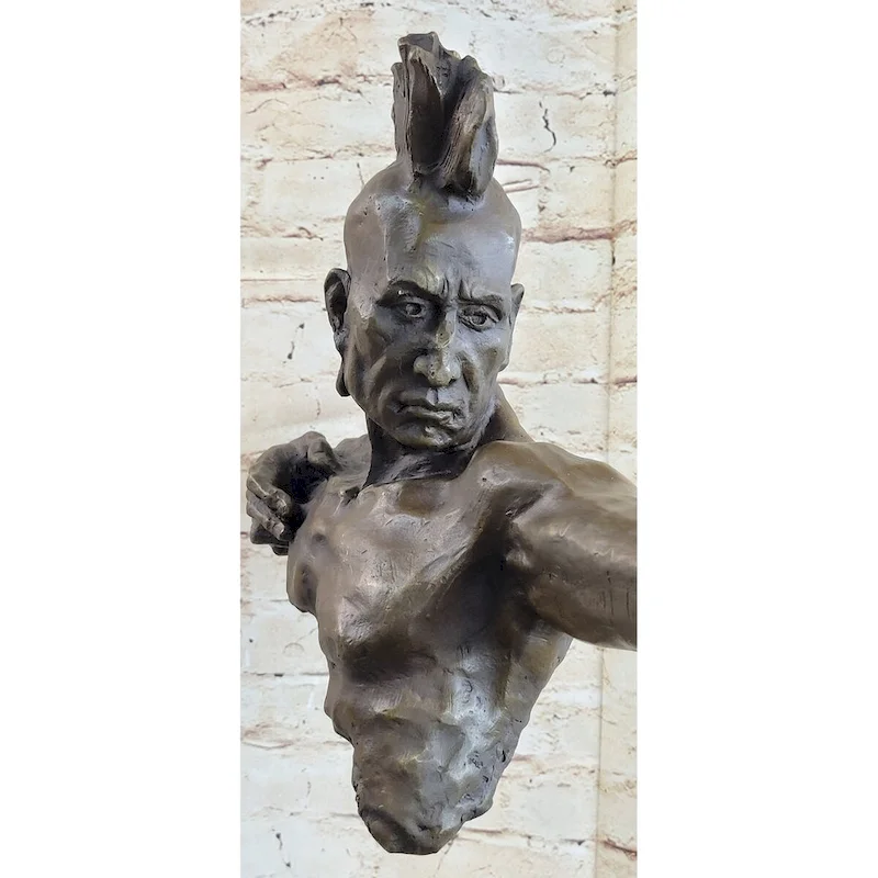Native American Indian Mohawk Archer Bronze Bust Sculpture Statue Mario Nick 29 Inches X 23 Inches