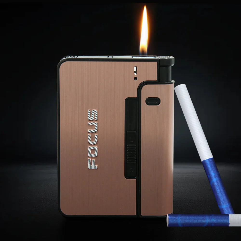 HULIANFU Portable Automatic Cigarette Case Metal Cigarette Boxes 10PCS Cigarette Holder Case Not Lighter Gadget for Men Christmas Gifts - Deanwangkt