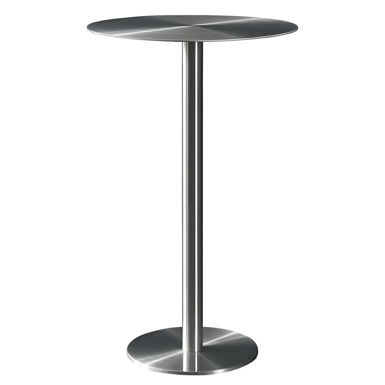 Industrial Silver Metal Pedestal Round Bar Tables