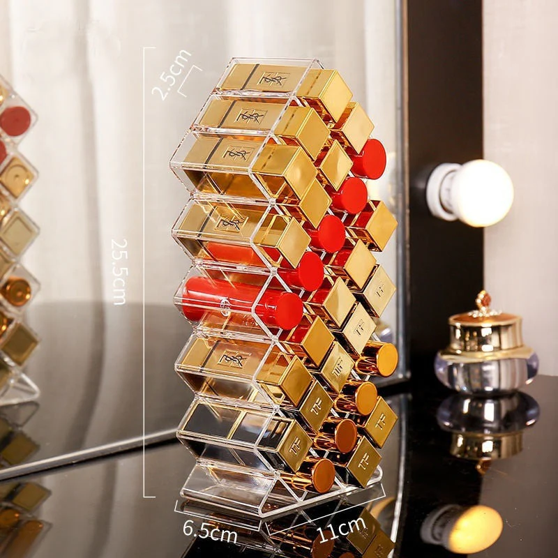 HULIANFU Lipstick Storage Container 16 Lip Balm Container Large Capacity Makeup Storage Bathroom Durable Acrylic Organizer For Cosmetics - Deanwangkt