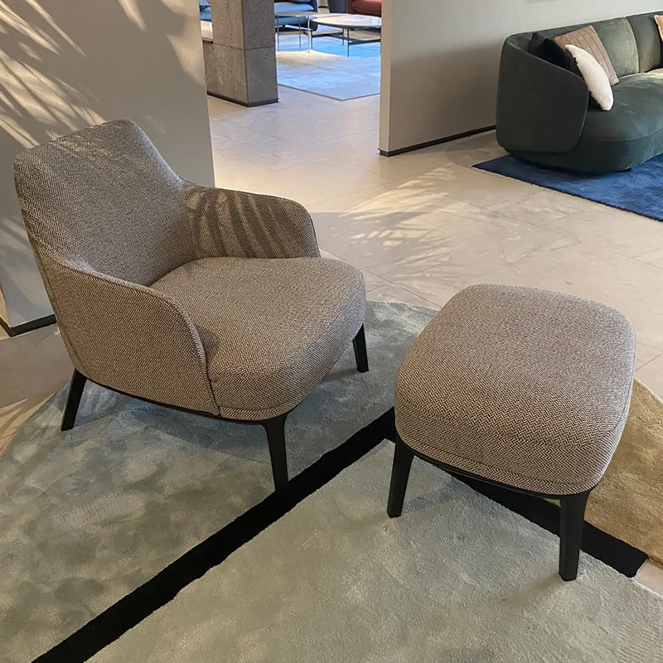 Modern High Back Living Room Accent Chair with Ottoman