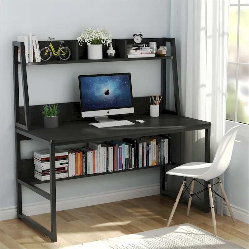 47 Inches Computer Desk with Hutch and Bookshelf