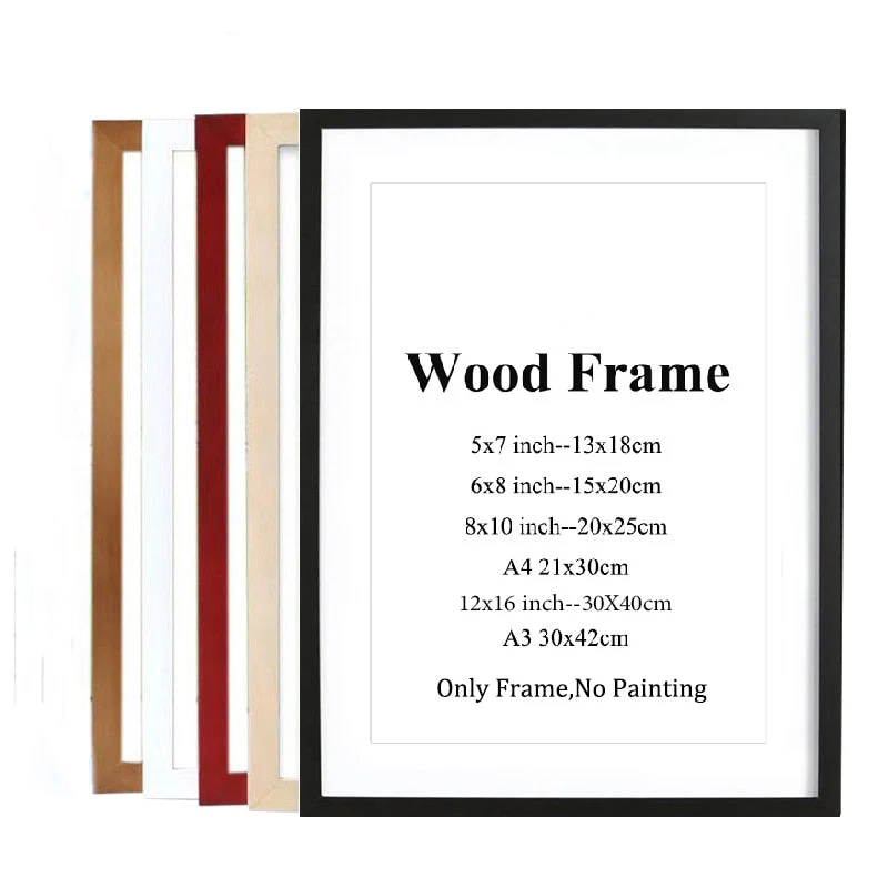 HULIANFU  Wooden Frame A5 A4 A3 Wooden Picture Frame 30x42cm Black White Pink Red Coffee More Color Photo Frame with Mats for Wall Mountin - Deanwangkt