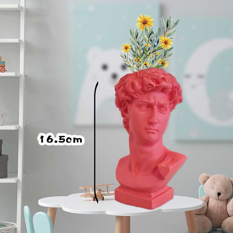 HULIANFU W&G Nordic Vase Home Decor Vase Creative Human Head Portrait Flower Vases Room Decoration Resin David Flower Vase Room Decor - Deanwangkt