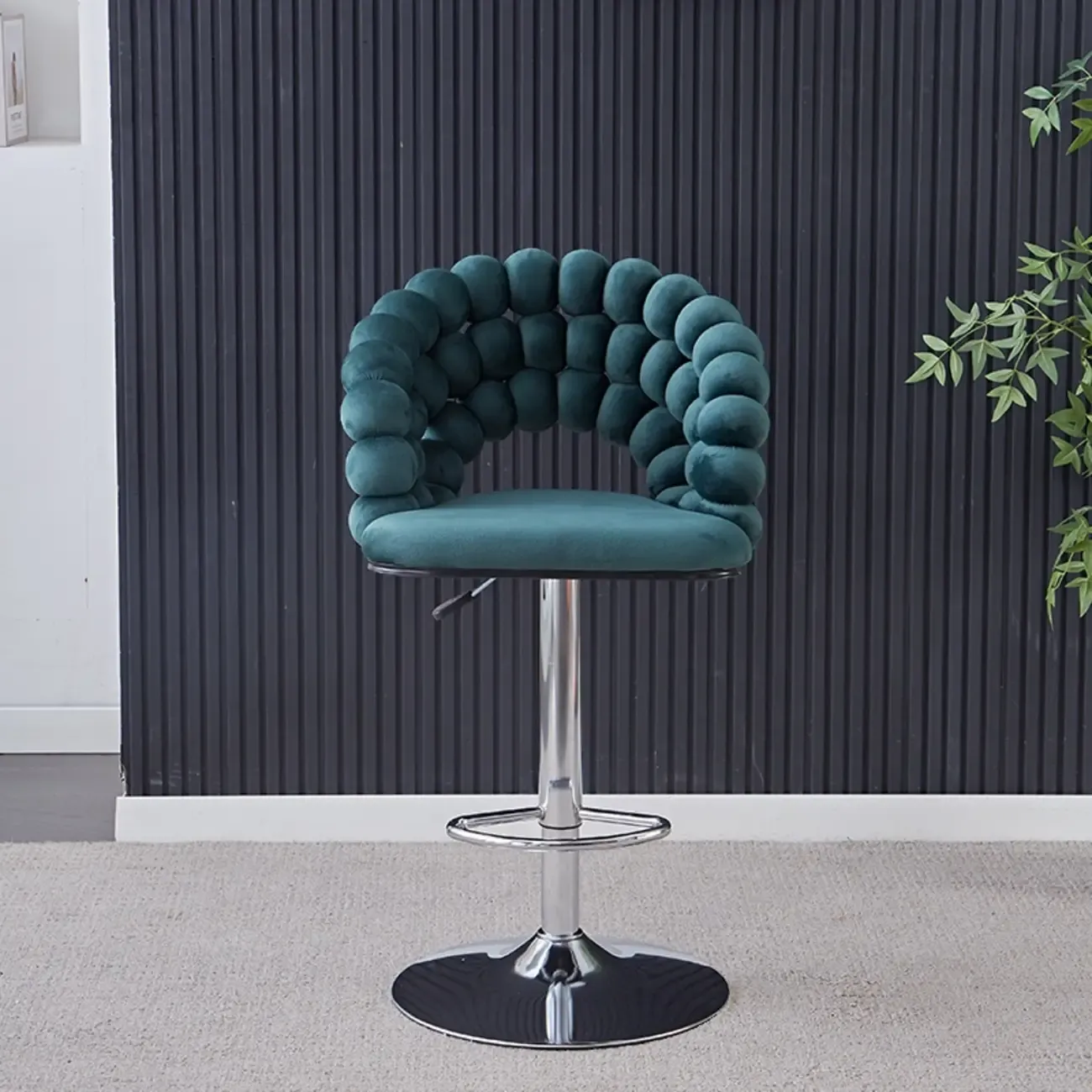 Glam Swivel Saddle Fabric Adjustable Height Bar Stool with Arms